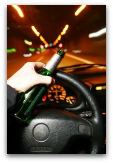 drinking beer while driving car